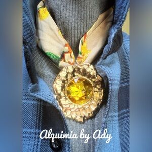 Handmade crystal statement jeweled necklace scarf fabric choker necklace